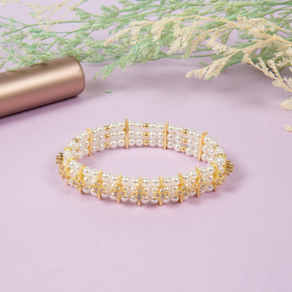 Flowers Cubic Zirconia Bracelet B4311 – view 4