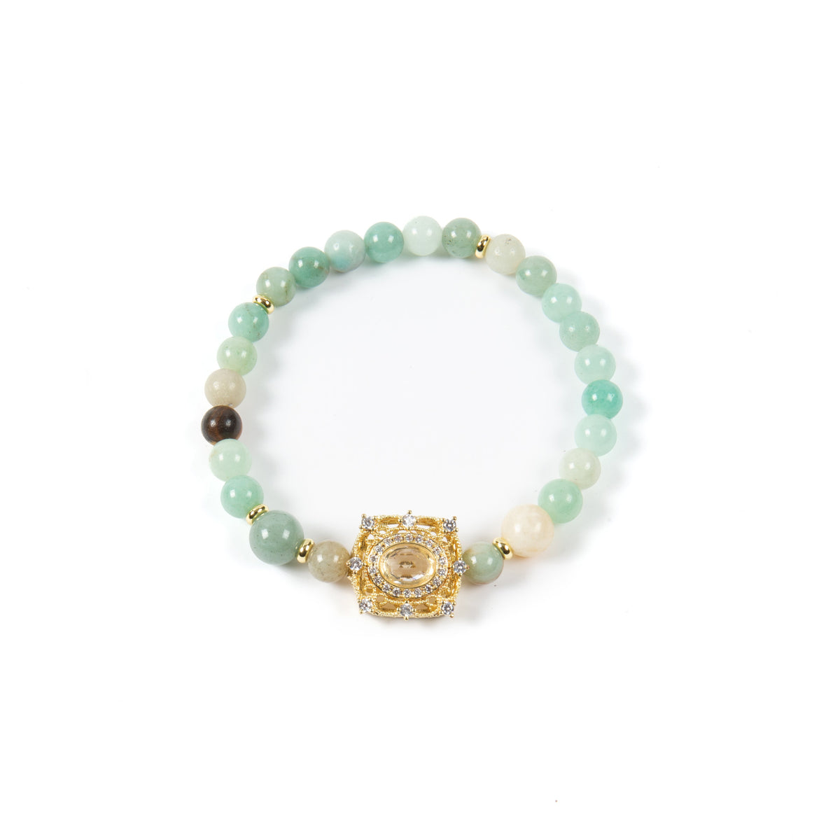 18K Gold Plated Various Stones Strech Bracelet B4324