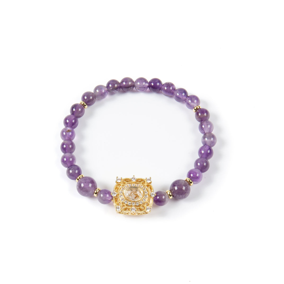 18K Gold Plated Various Stones Strech Bracelet B4324