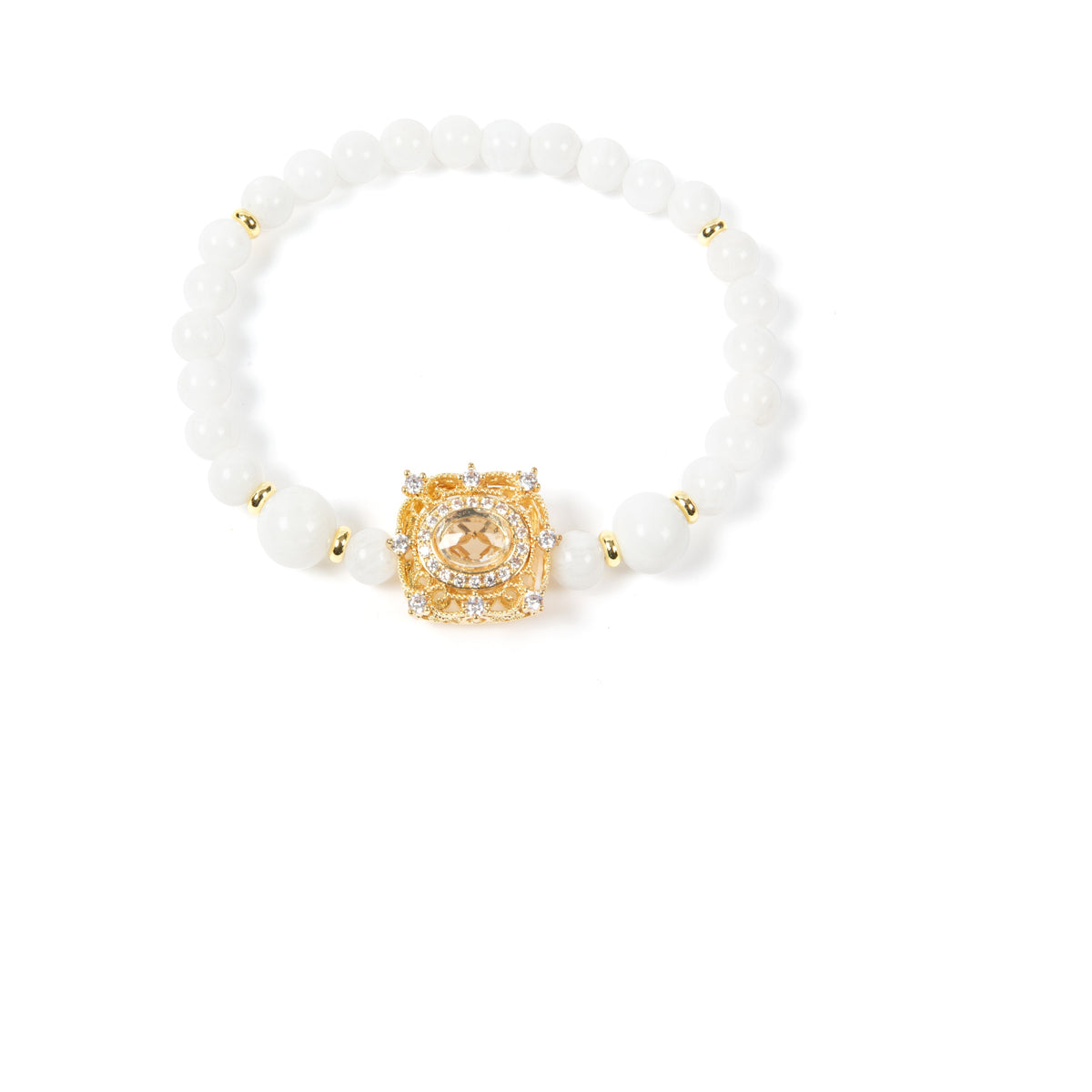18K Gold Plated Various Stones Strech Bracelet B4324