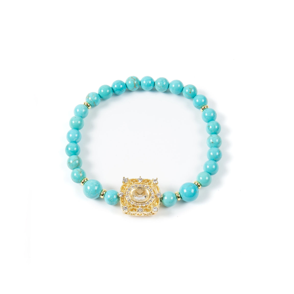 18K Gold Plated Various Stones Strech Bracelet B4324