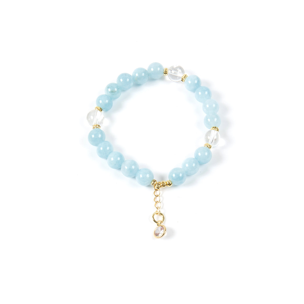 18K Gold-Plated Mixed-Stone Stretch Bracelet B4319 - Blue Jade