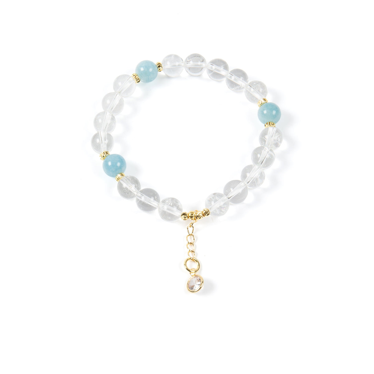 18K Gold-Plated Mixed-Stone Stretch Bracelet B4319 - Clear Quartz