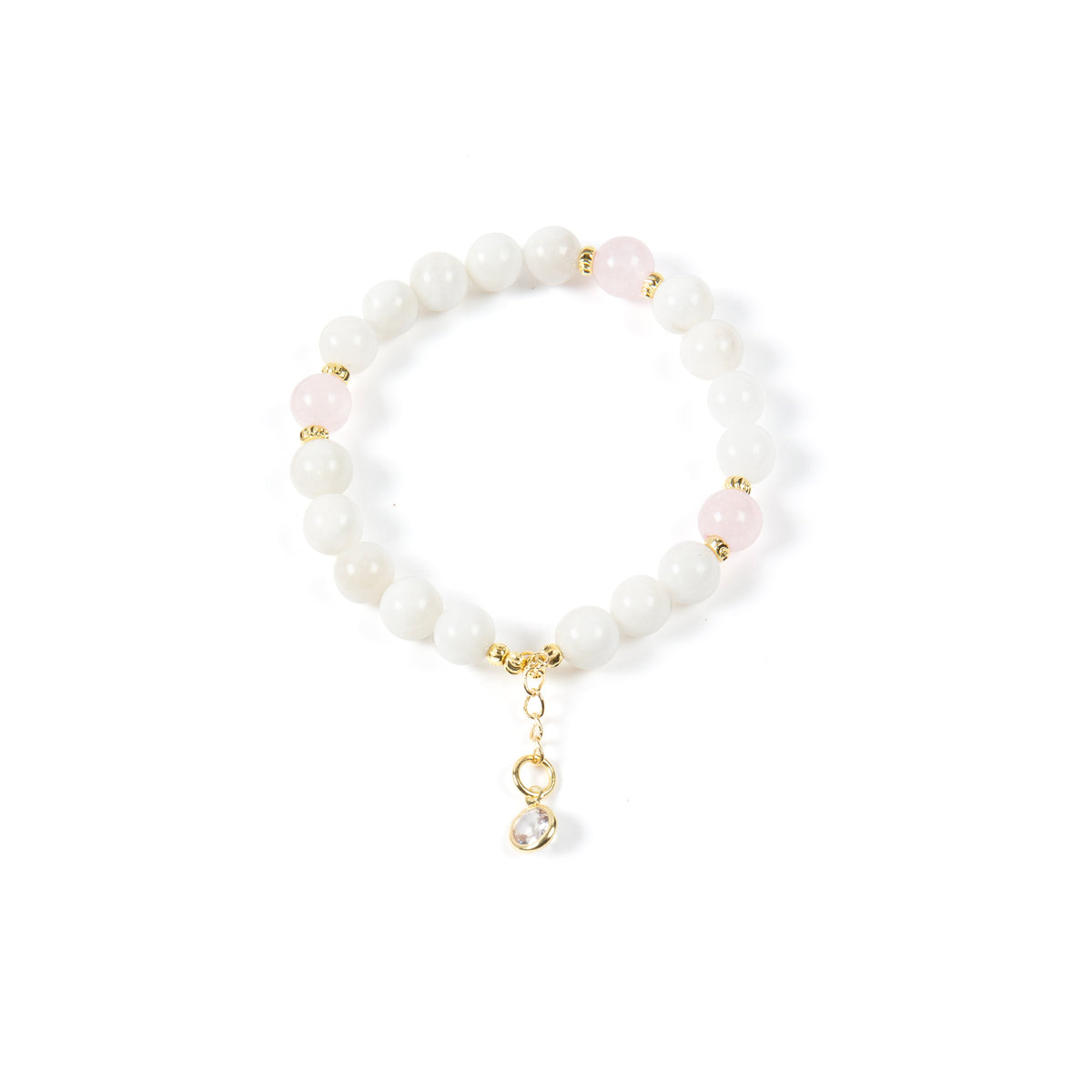 18K Gold-Plated Mixed-Stone Stretch Bracelet B4319 - Moonstone alternate view