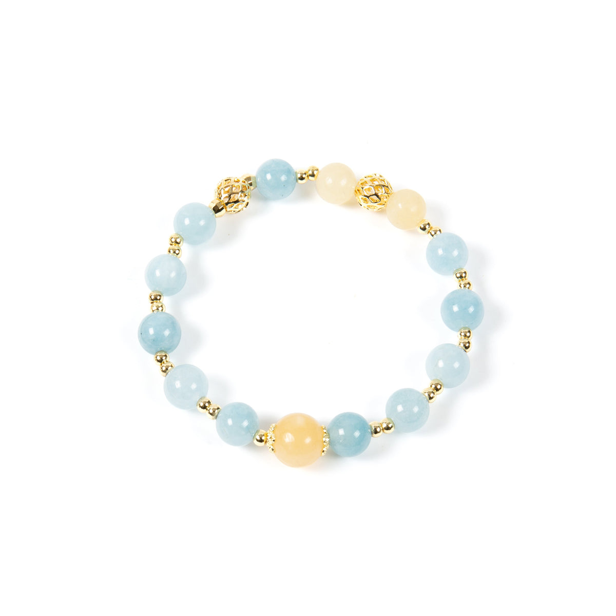 18K Gold-Plated Mixed-Stone Stretch Bracelet B4320 - Blue Jade alternate view