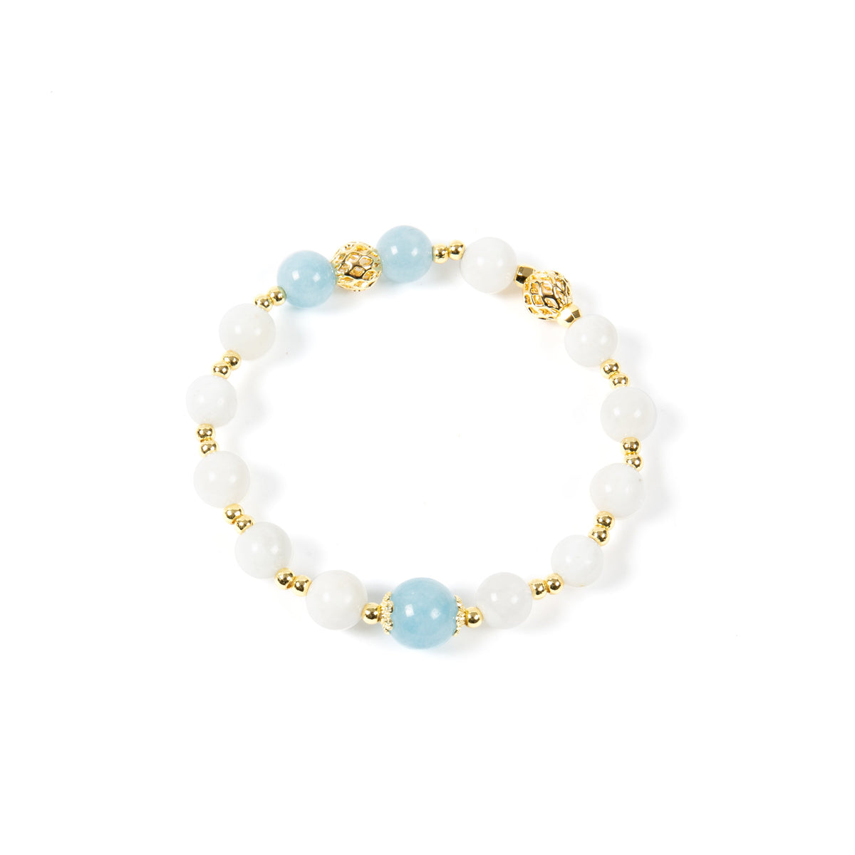 18K Gold-Plated Mixed-Stone Stretch Bracelet B4320 - Moonstone