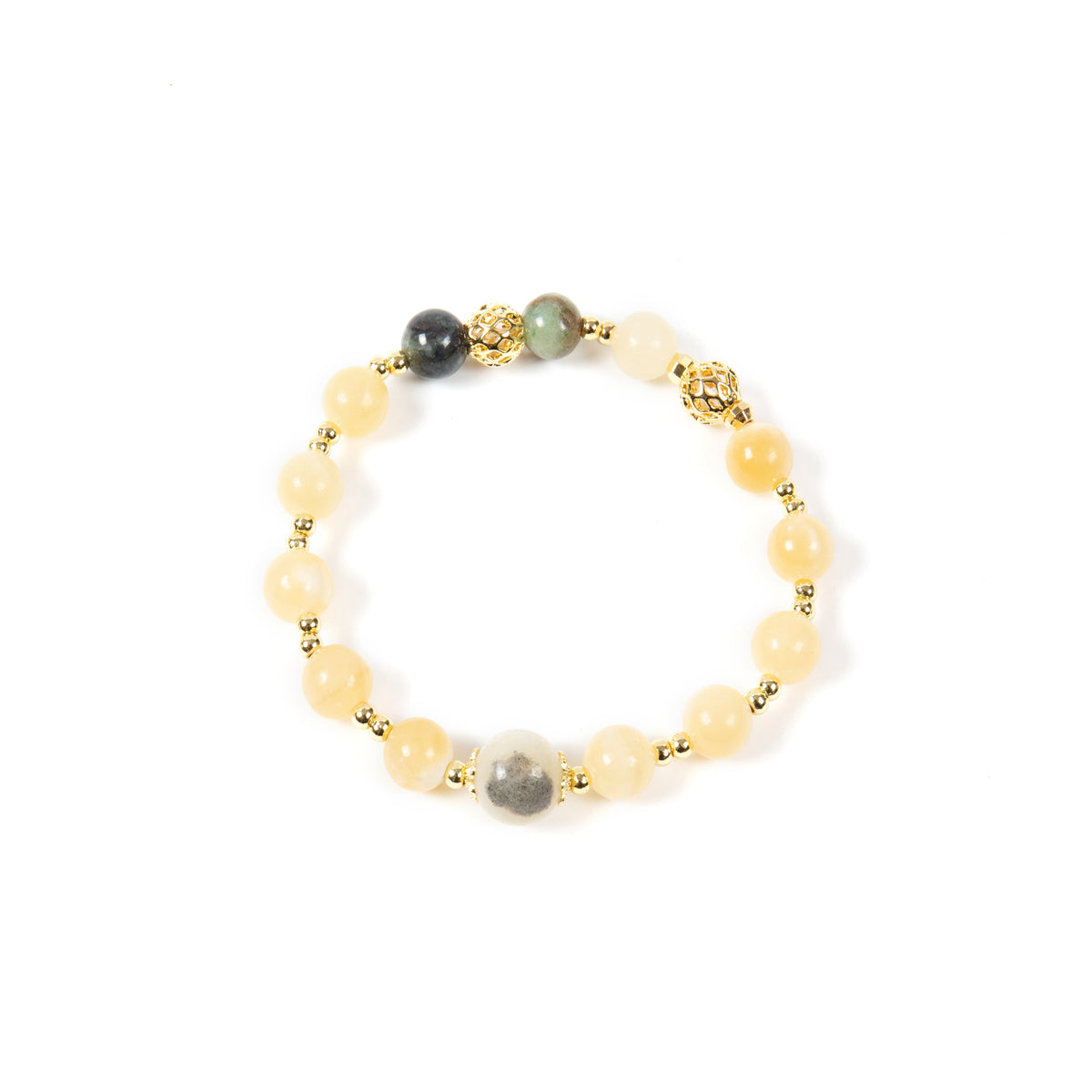18K Gold-Plated Mixed-Stone Stretch Bracelet B4320 - Topaz