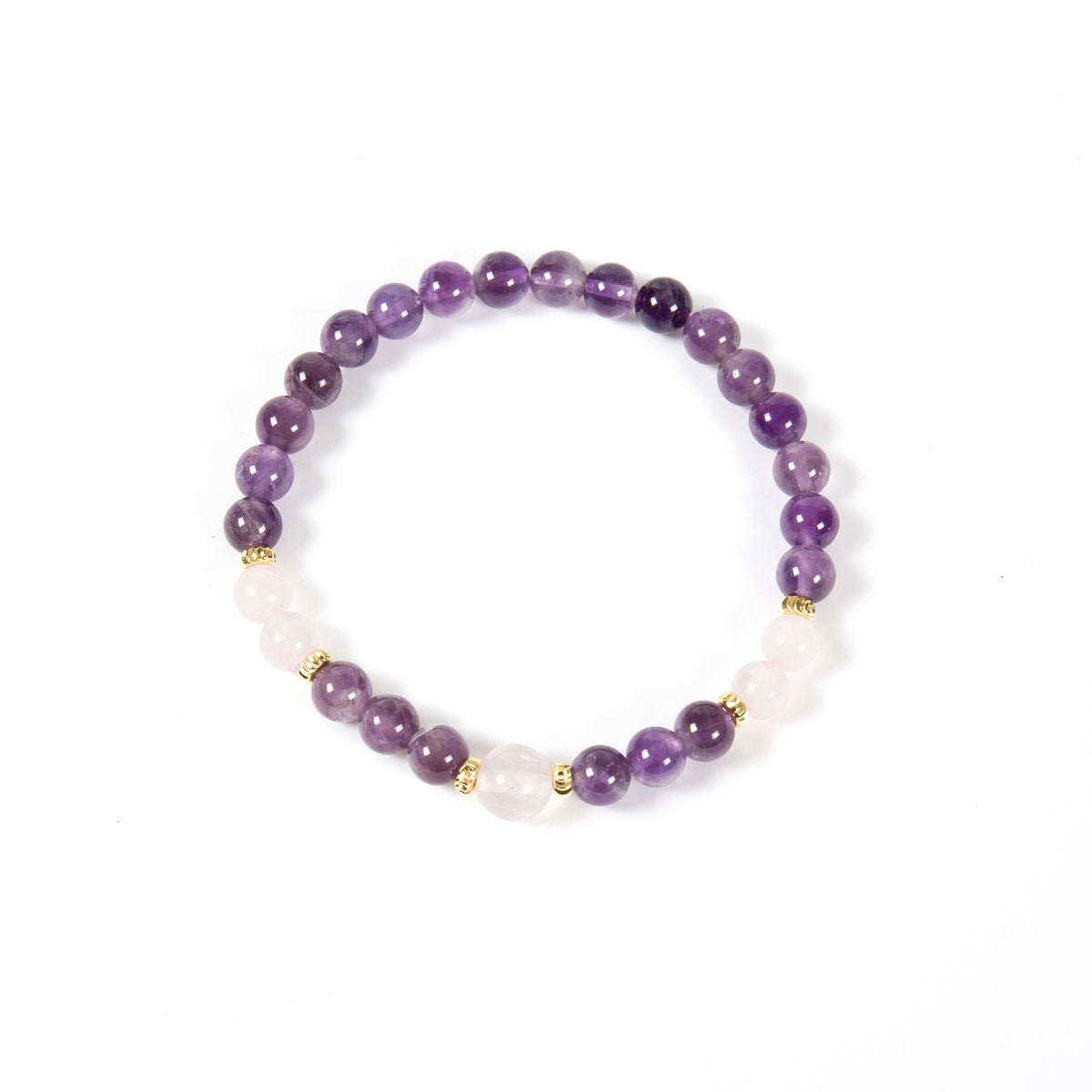 18K Gold-Plated Mixed-Stone Stretch Bracelet B4321 - Amethyst