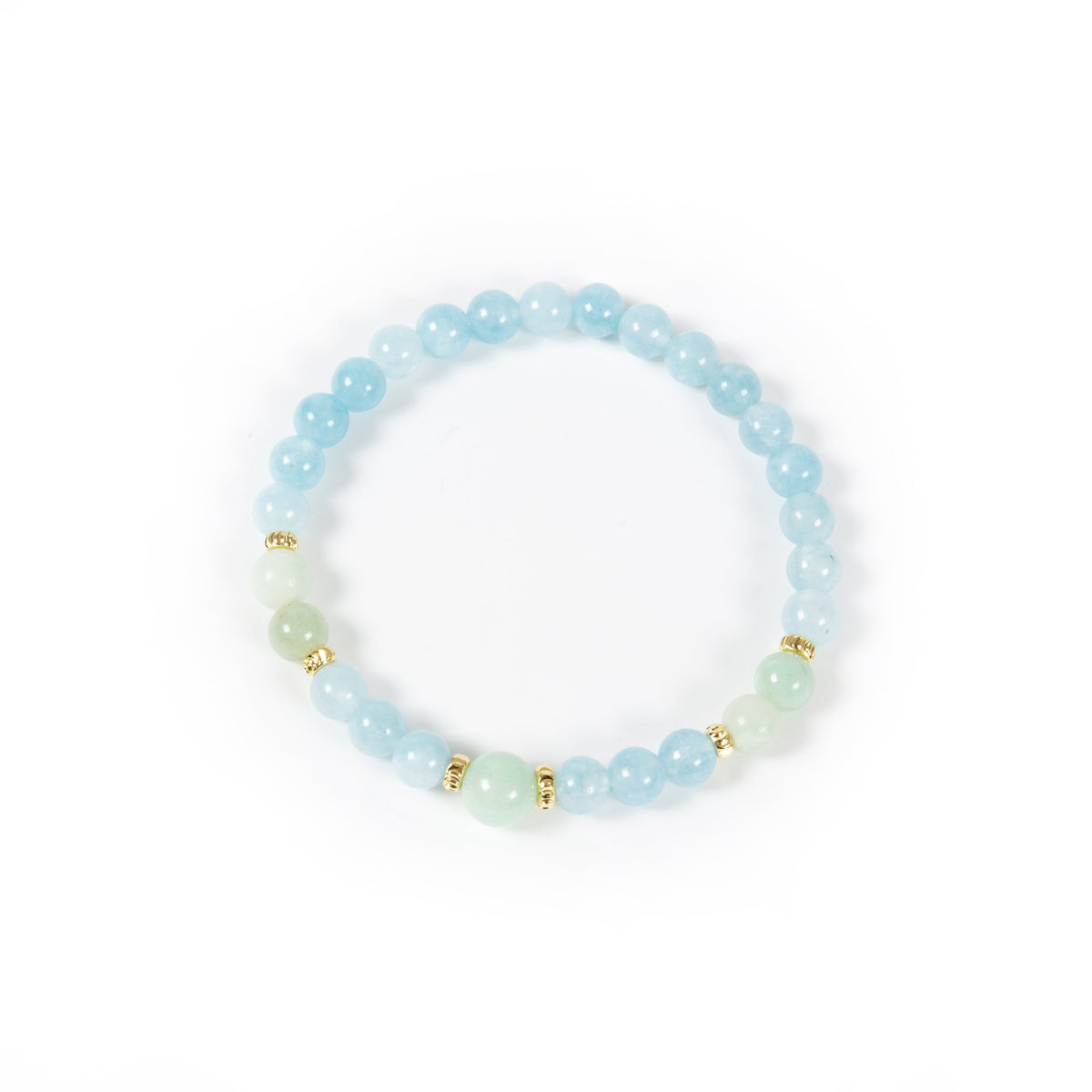 18K Gold-Plated Mixed-Stone Stretch Bracelet B4321 - Blue Jade
