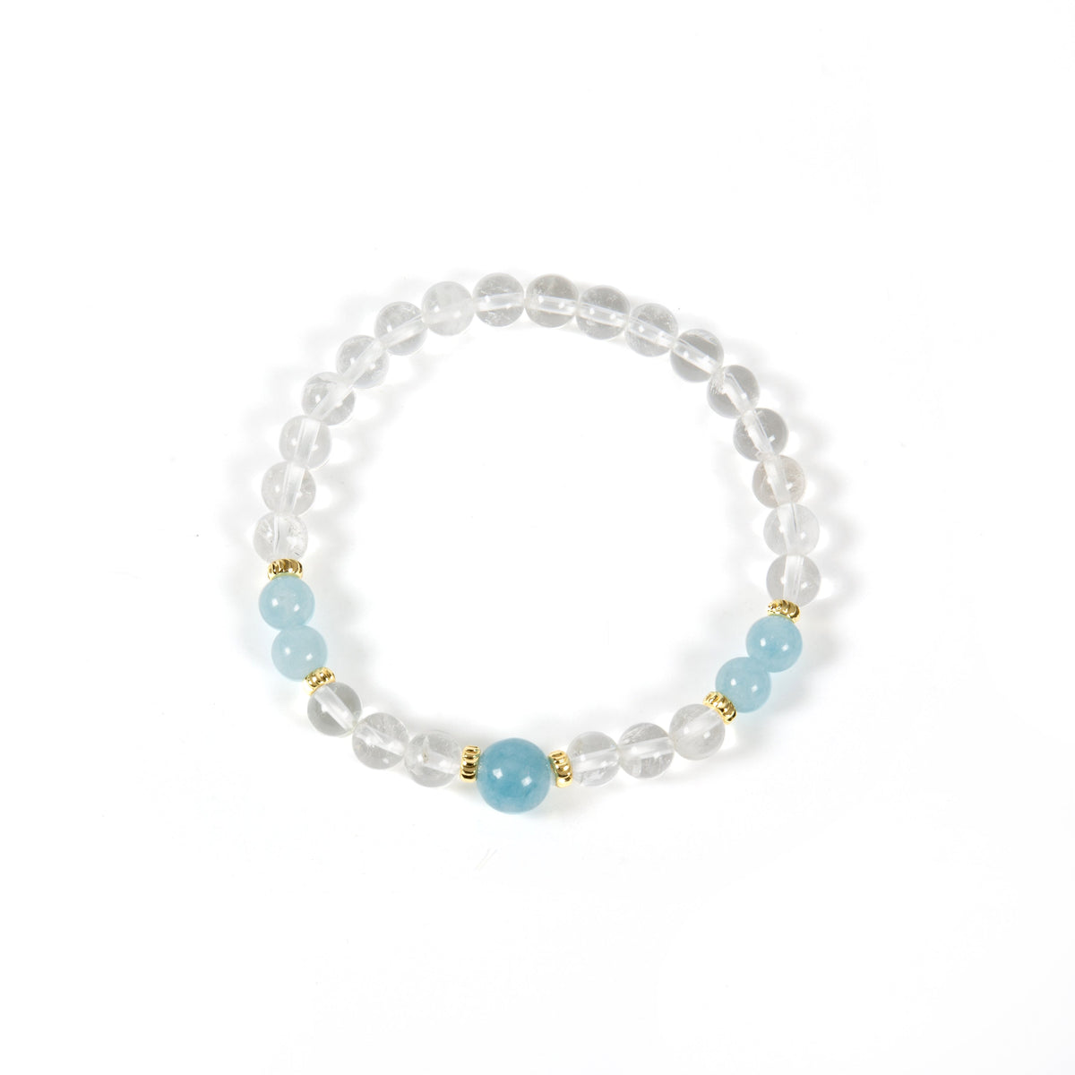 18K Gold-Plated Mixed-Stone Stretch Bracelet B4321 - Clear Quartz