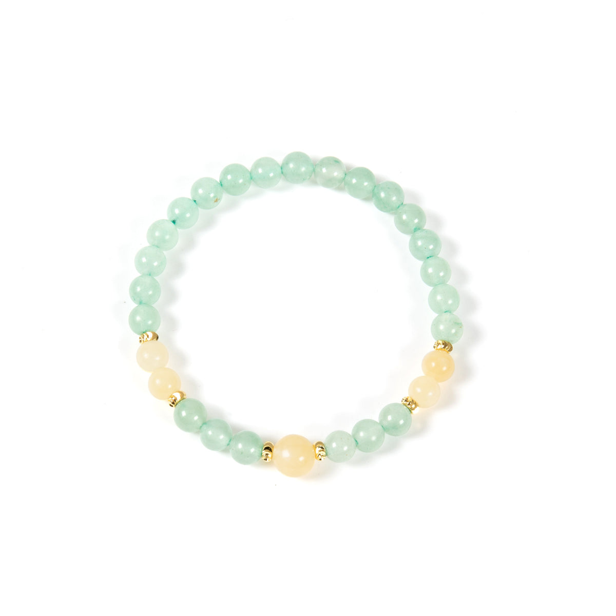 18K Gold-Plated Mixed-Stone Stretch Bracelet B4321 - Green Aventurine