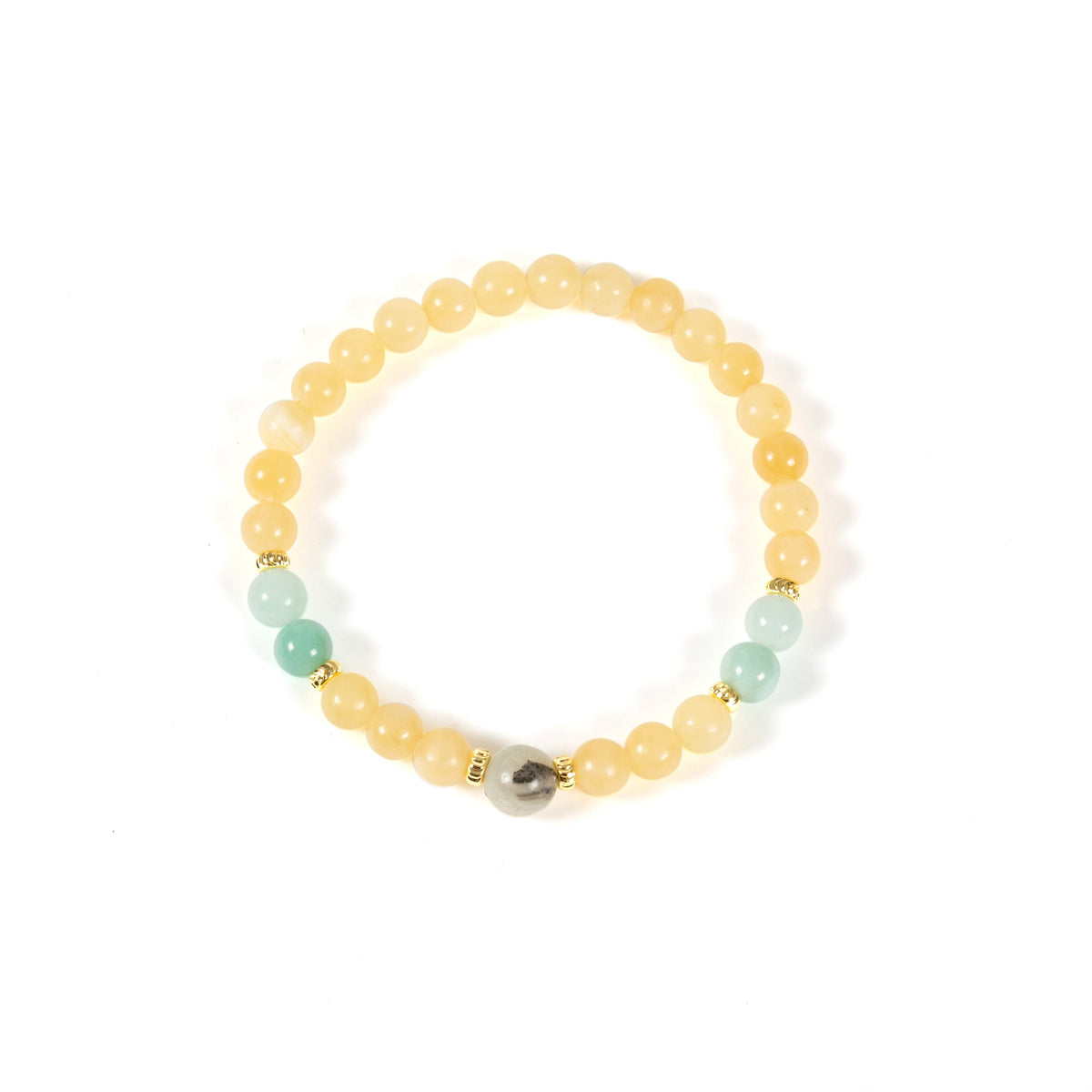 18K Gold-Plated Mixed-Stone Stretch Bracelet B4321 - Topaz