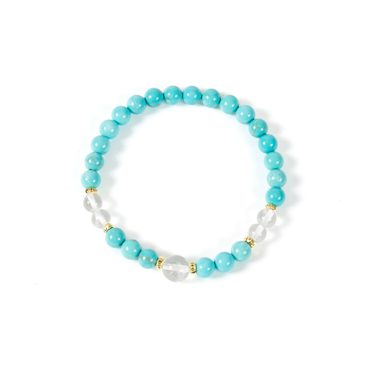 18K Gold-Plated Mixed-Stone Stretch Bracelet B4321 - Turquoise