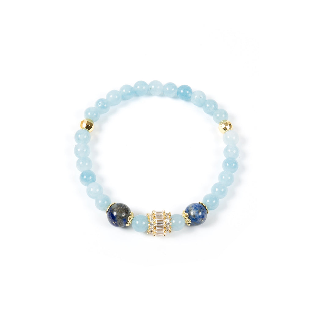 18K Gold Plated Various Stones Cubic Zirconia Strech Bracelet B4322