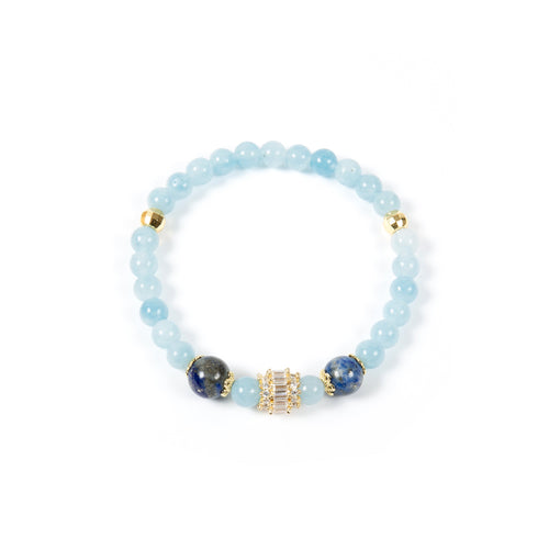18K Gold Plated Various Stones Cubic Zirconia Strech Bracelet B4322