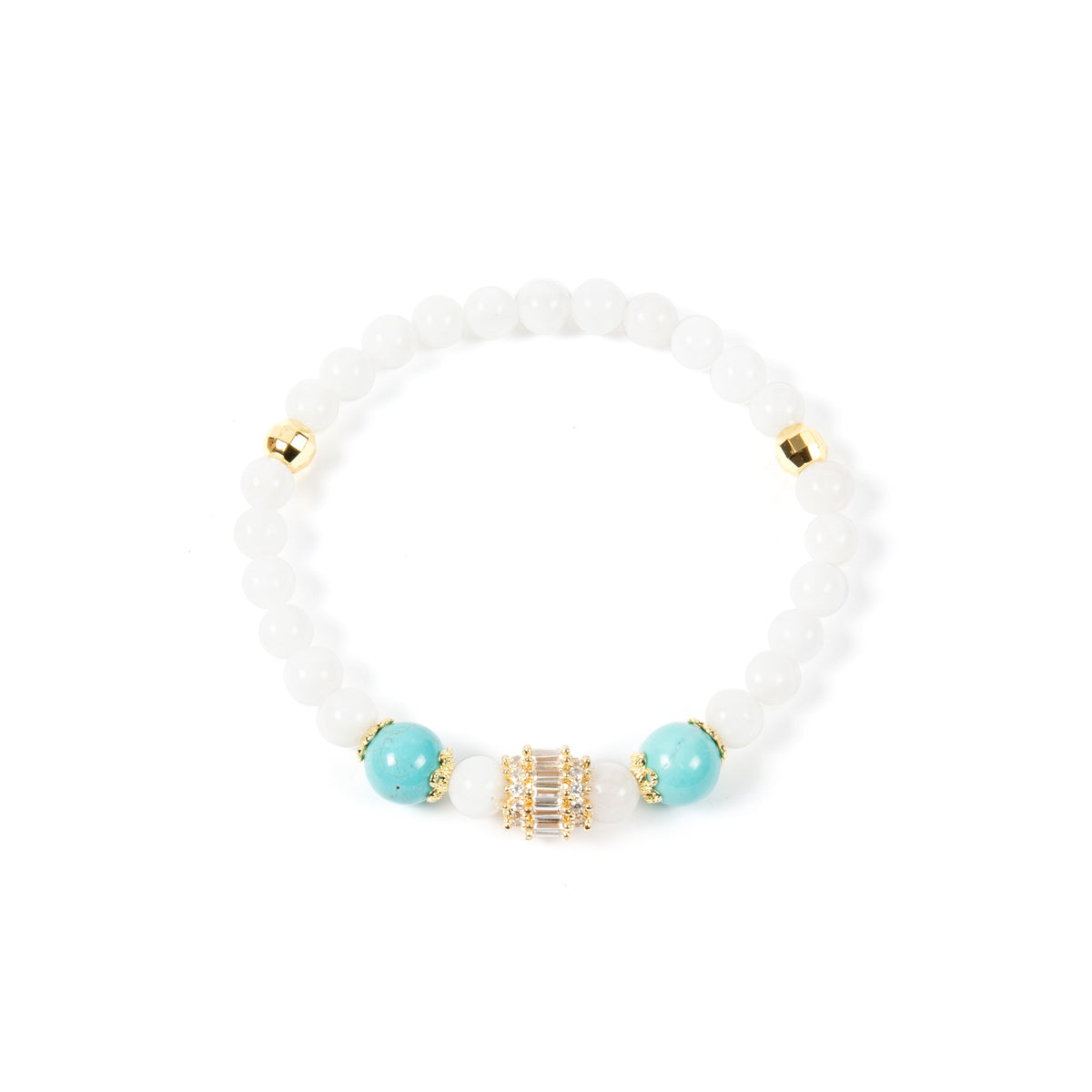 18K Gold Plated Various Stones Cubic Zirconia Strech Bracelet B4322