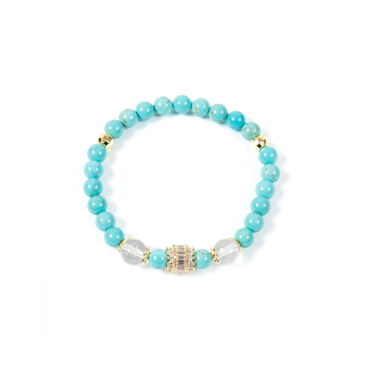 18K Gold Plated Various Stones Cubic Zirconia Strech Bracelet B4322