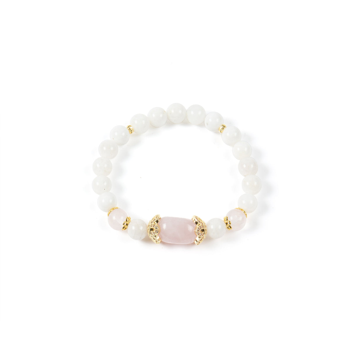 18K Gold-Plated Mixed-Stone Cubic Zirconia Stretch Bracelet B4323 - Moonstone