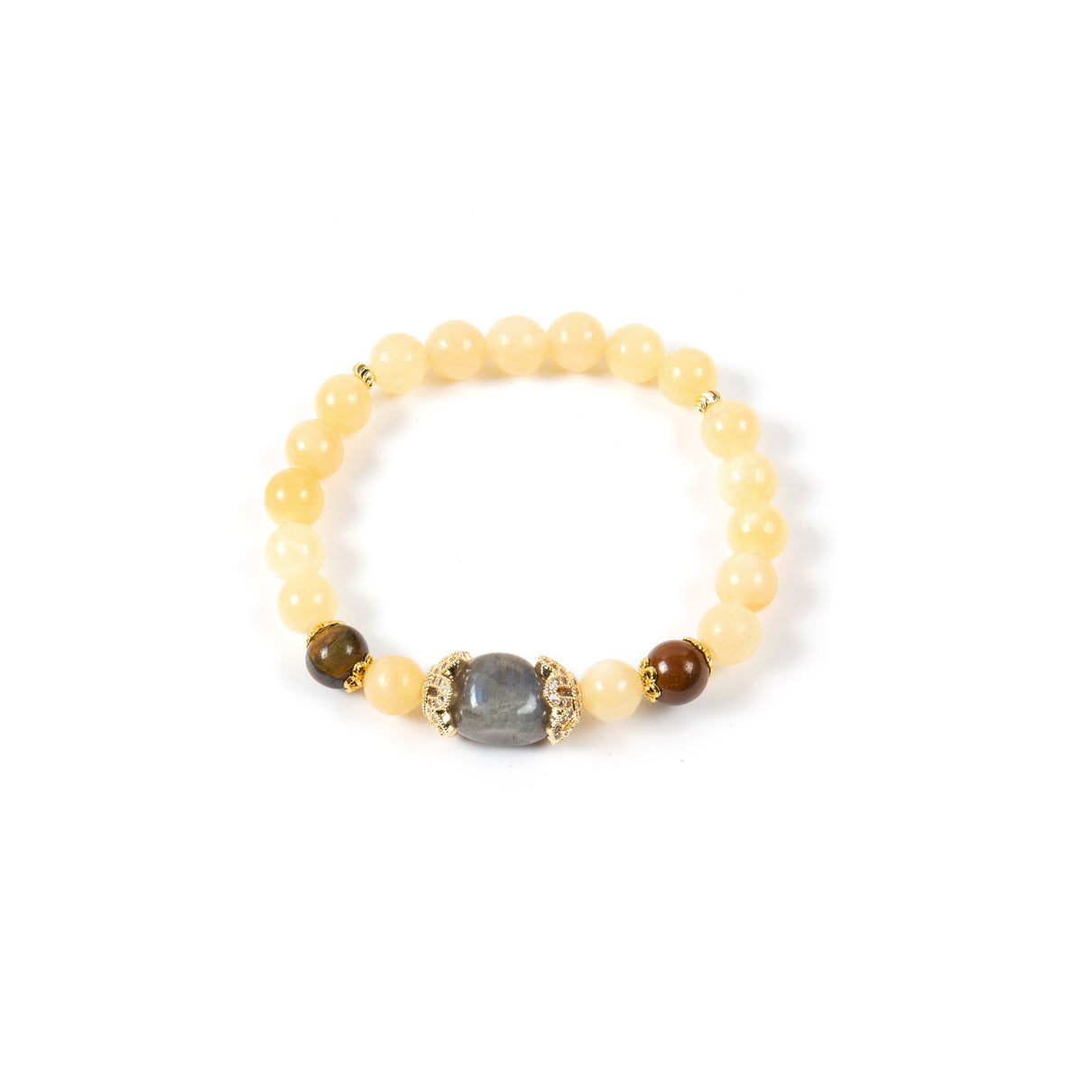 18K Gold-Plated Mixed-Stone Cubic Zirconia Stretch Bracelet B4323 - Topaz
