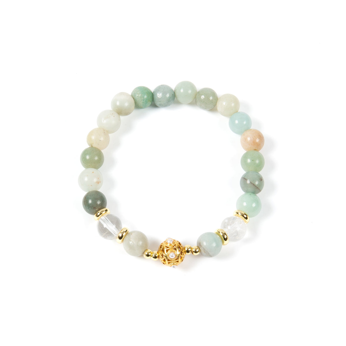 18K Gold Plated Various Stones Strech Bracelet B4317