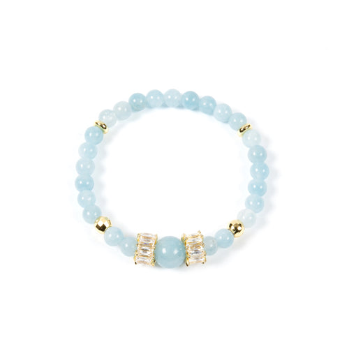18K Gold Plated Various Stones Cubic Zirconia Strech Bracelet B4325