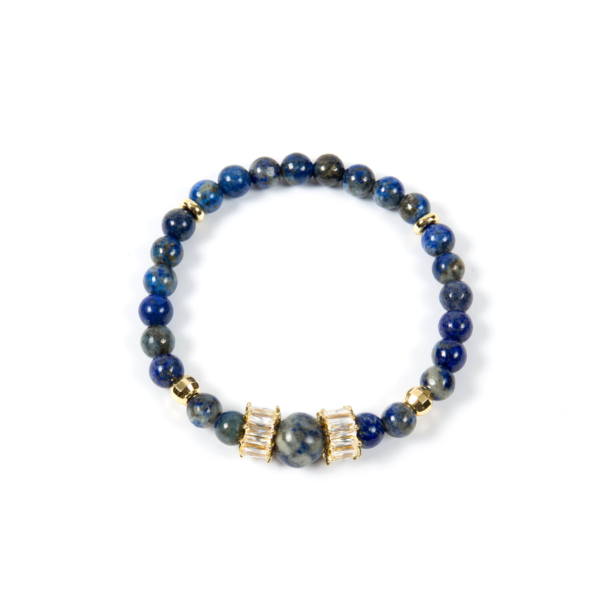 18K Gold Plated Various Stones Cubic Zirconia Strech Bracelet B4325