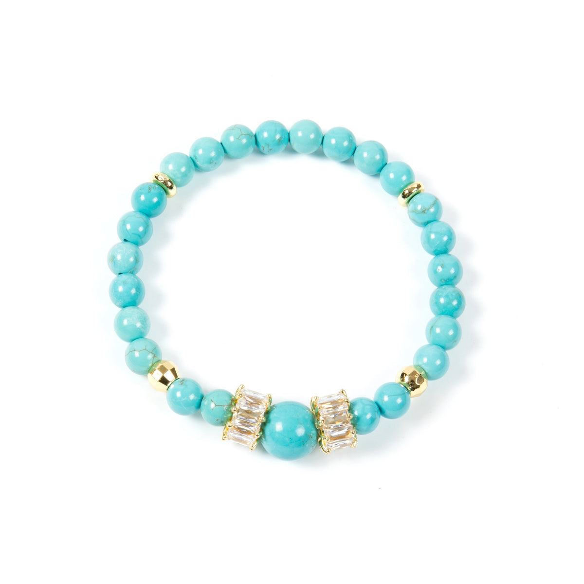 18K Gold Plated Various Stones Cubic Zirconia Strech Bracelet B4325