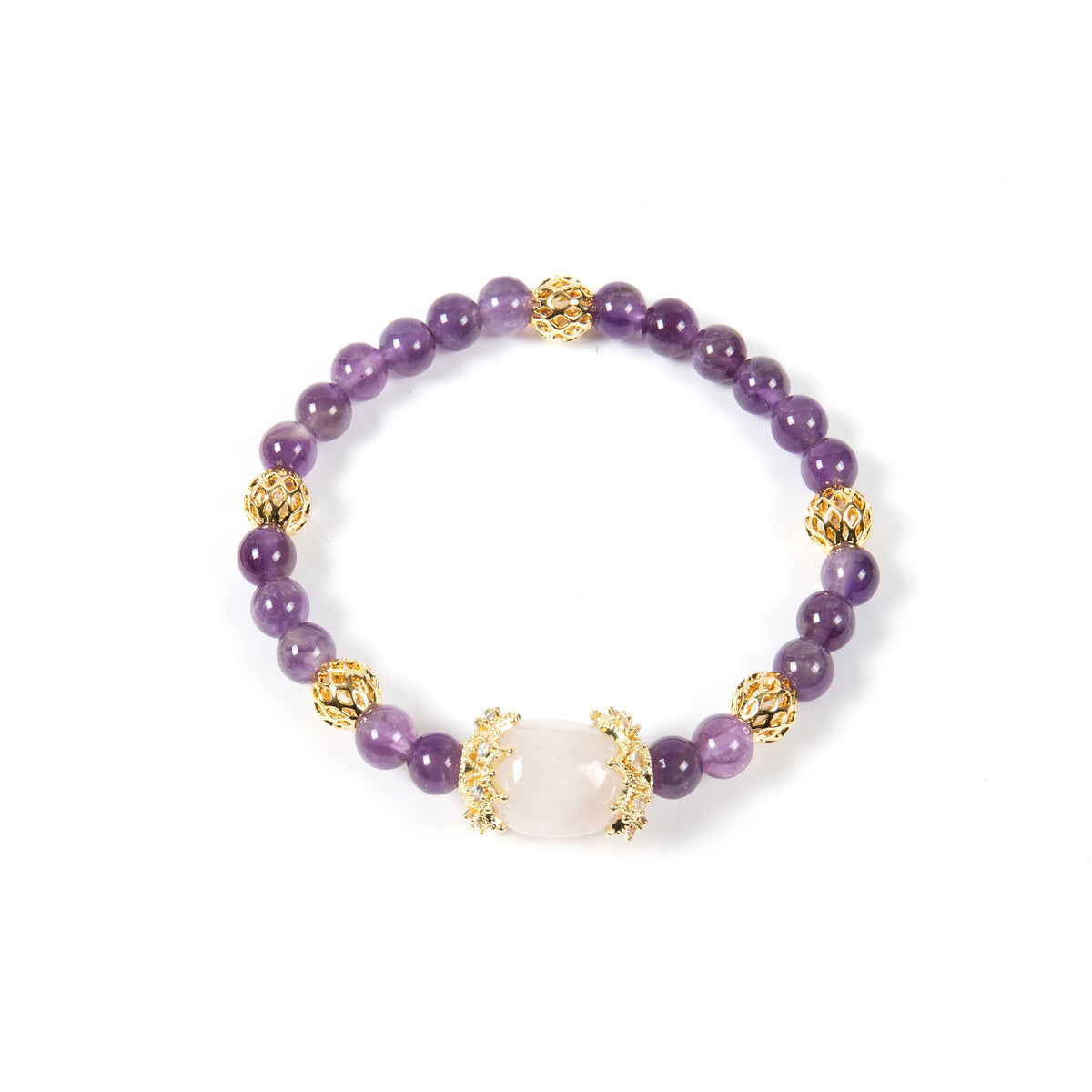 18K Gold-Plated Mixed-Stone Cubic Zirconia Stretch Bracelet B4326