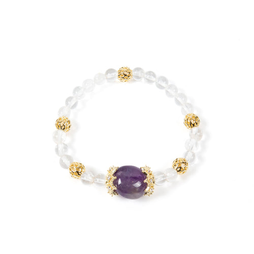 18K Gold-Plated Mixed-Stone Cubic Zirconia Stretch Bracelet B4326