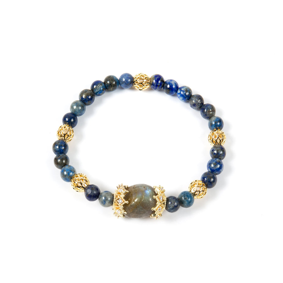 18K Gold-Plated Mixed-Stone Cubic Zirconia Stretch Bracelet B4326