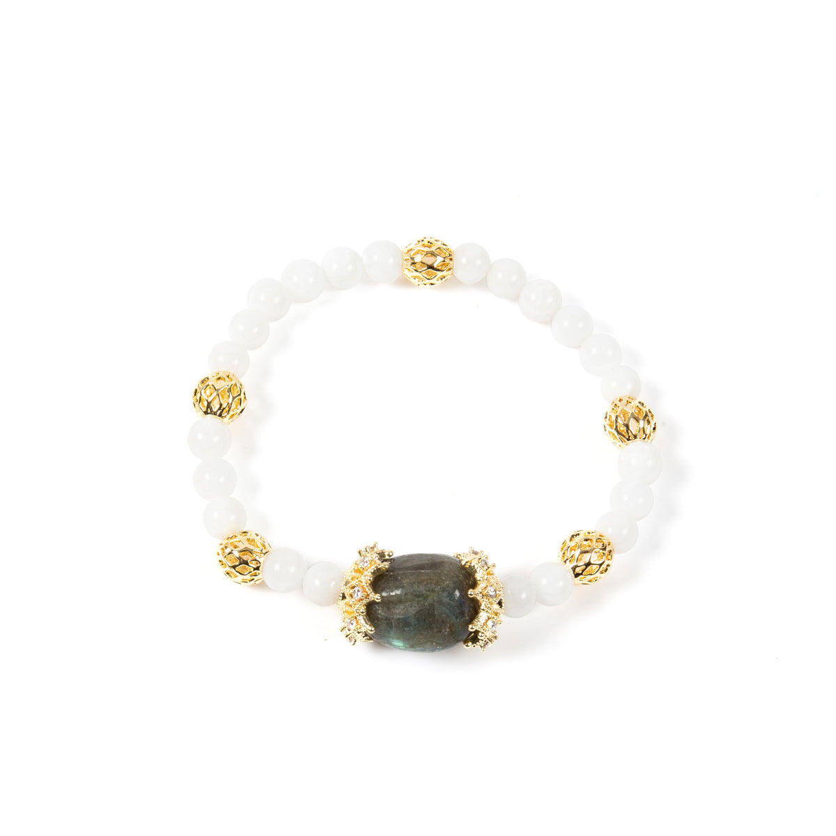 18K Gold-Plated Mixed-Stone Cubic Zirconia Stretch Bracelet B4326