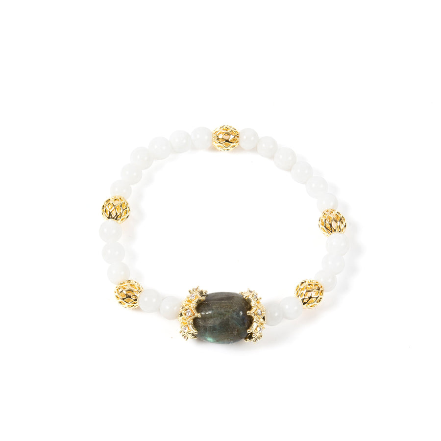 18K Gold-Plated Mixed-Stone Cubic Zirconia Stretch Bracelet B4326