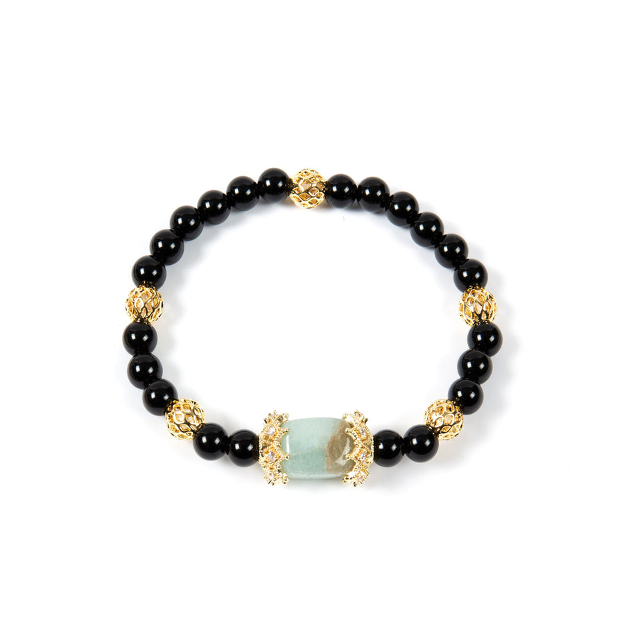 18K Gold-Plated Mixed-Stone Cubic Zirconia Stretch Bracelet B4326