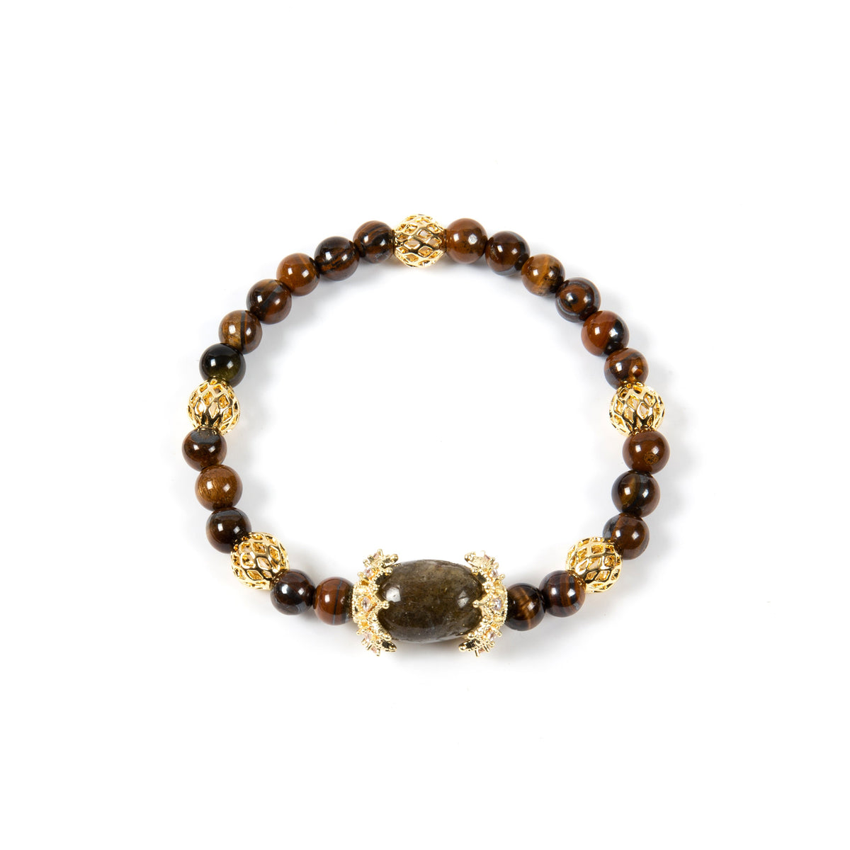 18K Gold-Plated Mixed-Stone Cubic Zirconia Stretch Bracelet B4326
