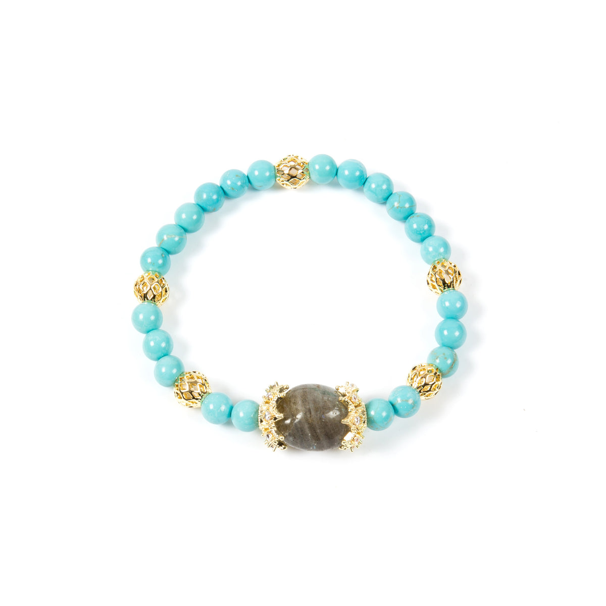 18K Gold-Plated Mixed-Stone Cubic Zirconia Stretch Bracelet B4326