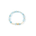 18K Gold-Plated Mixed-Stone Cubic Zirconia Stretch Bracelet B4327 - Blue Jade