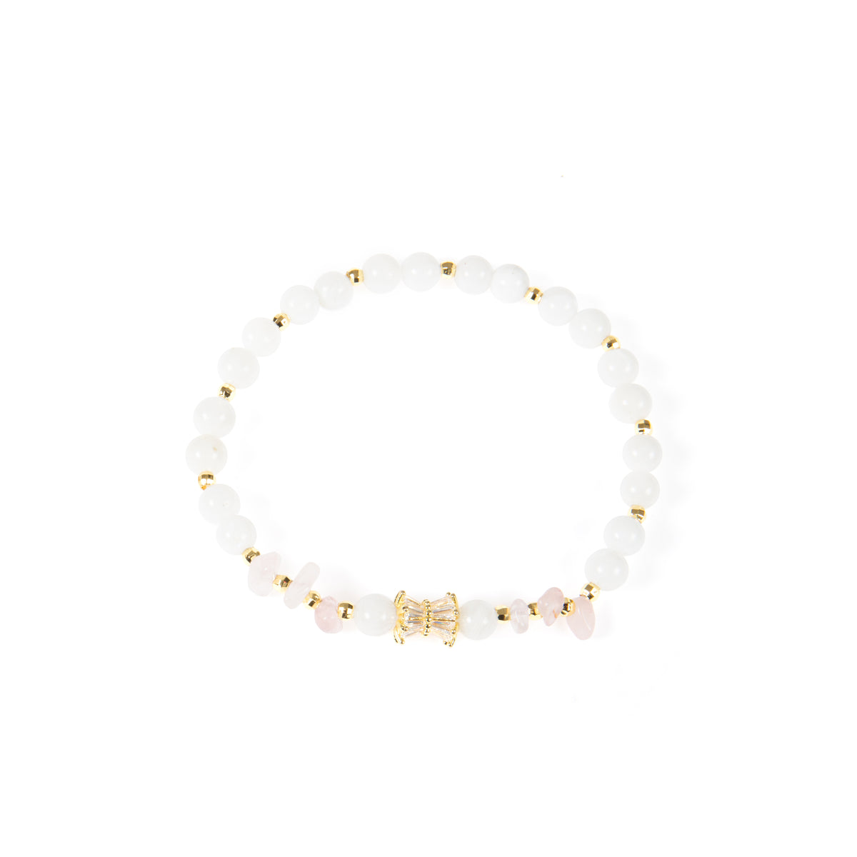 18K Gold-Plated Mixed-Stone Cubic Zirconia Stretch Bracelet B4327 - Moonstone