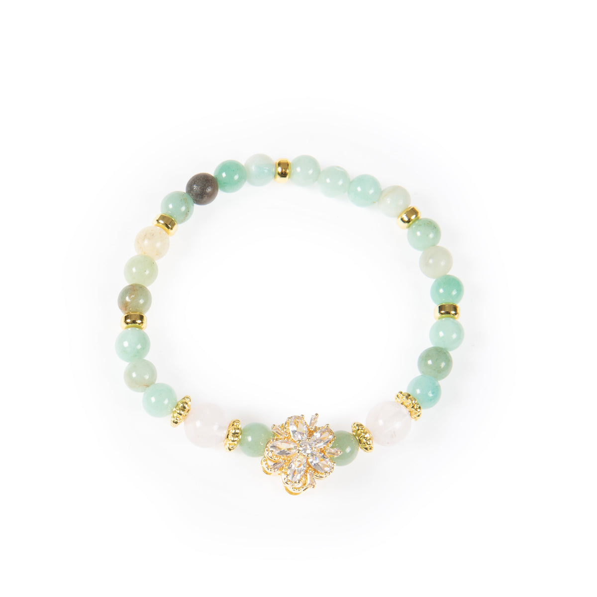 18K Gold Plated Various Stones Cubic Zirconia Strech Bracelet B4328