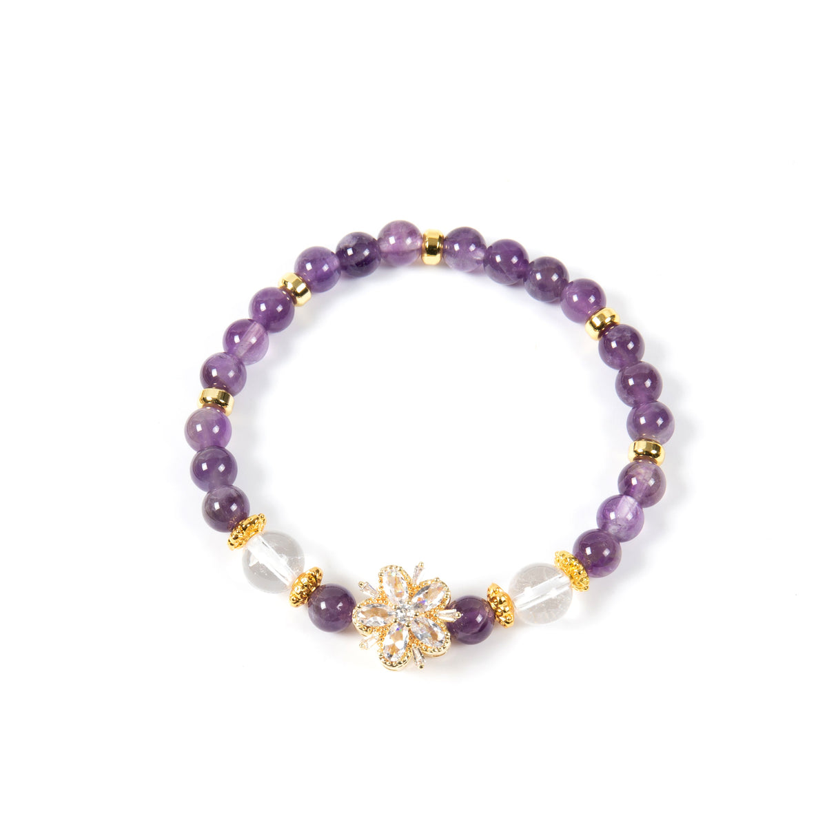 18K Gold Plated Various Stones Cubic Zirconia Strech Bracelet B4328