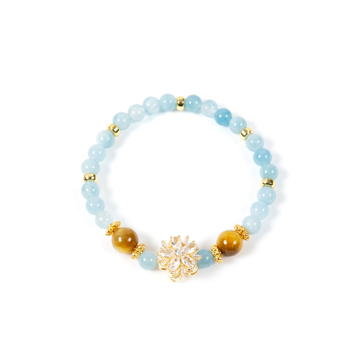 18K Gold Plated Various Stones Cubic Zirconia Strech Bracelet B4328