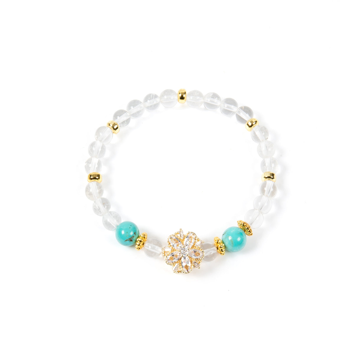 18K Gold Plated Various Stones Cubic Zirconia Strech Bracelet B4328