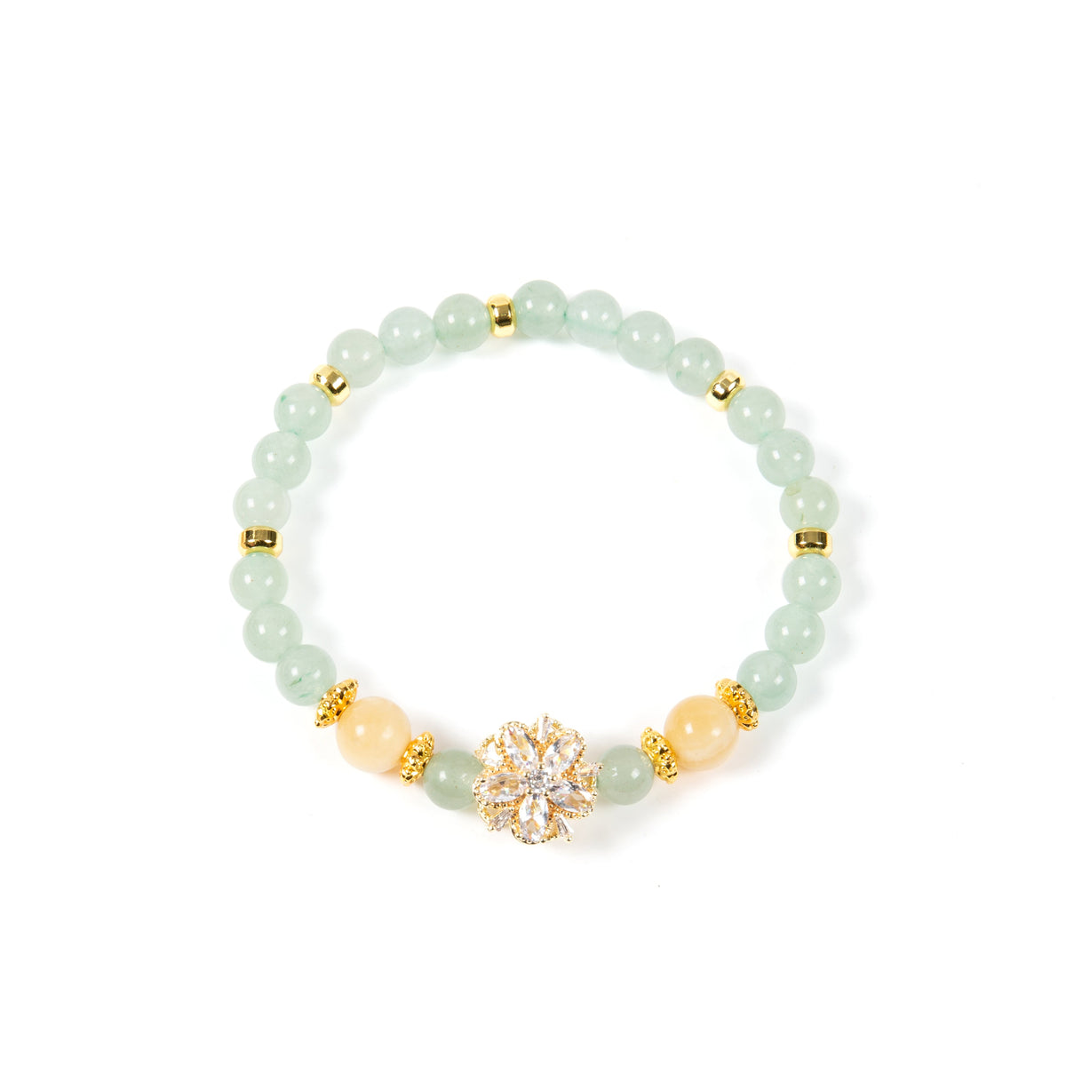 18K Gold Plated Various Stones Cubic Zirconia Strech Bracelet B4328