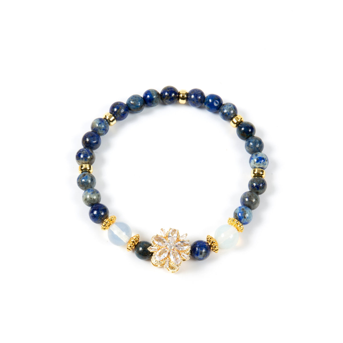 18K Gold Plated Various Stones Cubic Zirconia Strech Bracelet B4328