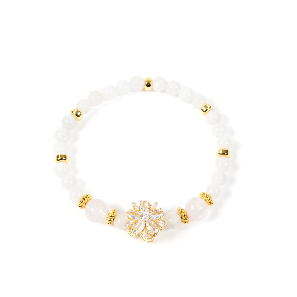 18K Gold Plated Various Stones Cubic Zirconia Strech Bracelet B4328