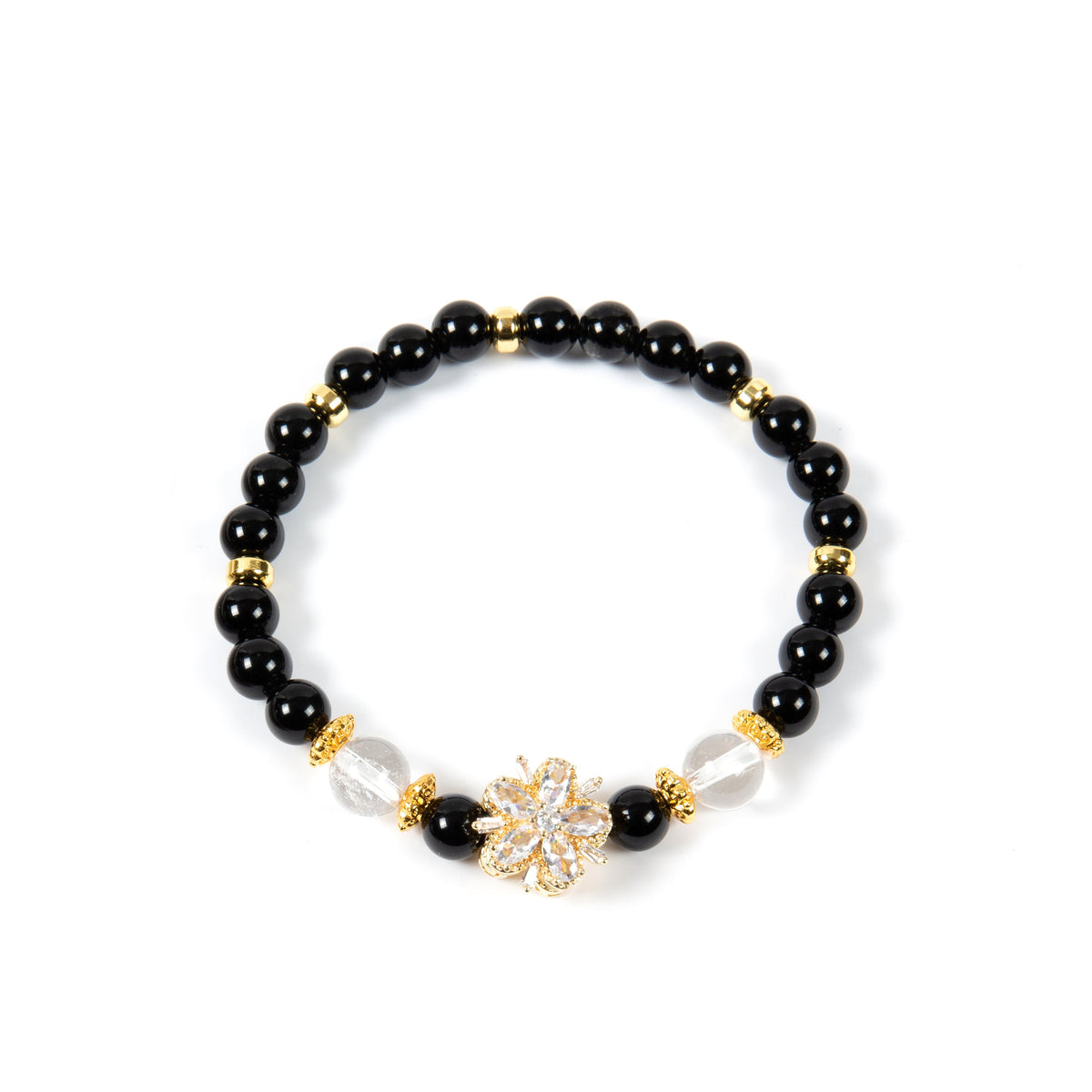 18K Gold Plated Various Stones Cubic Zirconia Strech Bracelet B4328