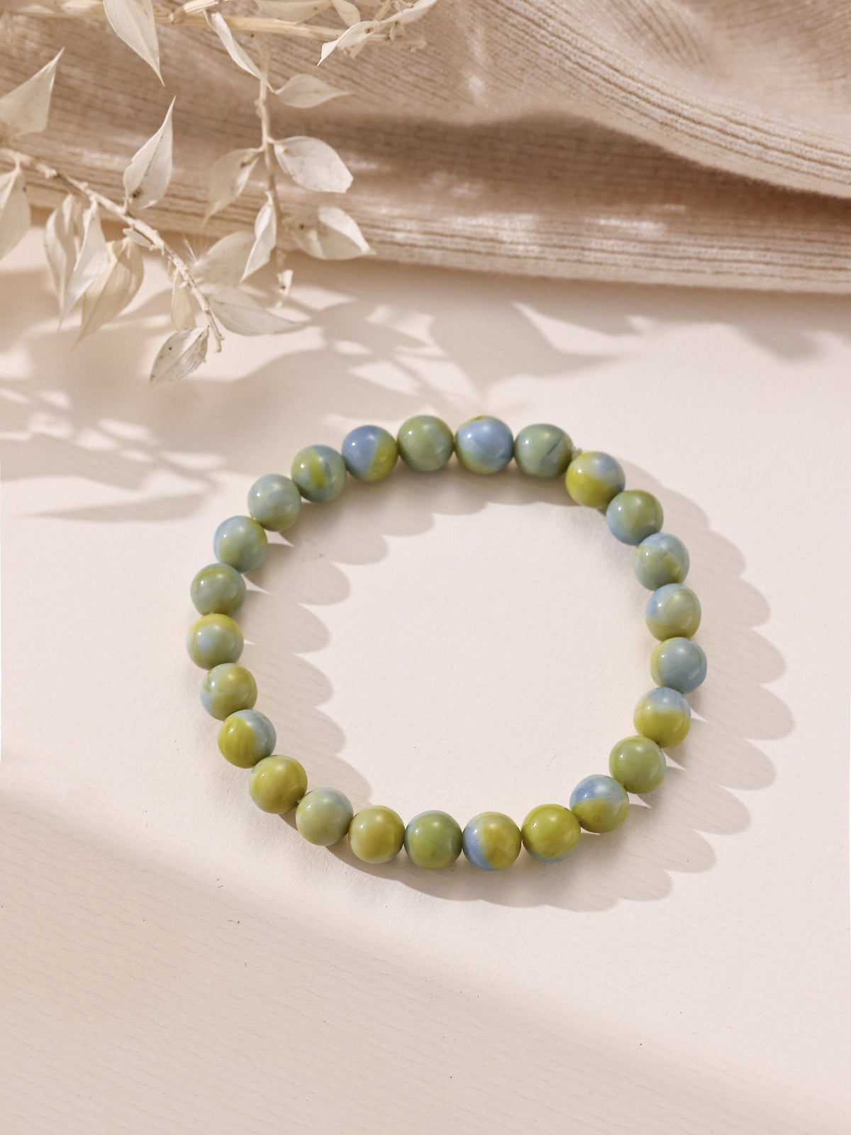 Colored Glass Stone Stretch Bracelet B4350 - 8MM