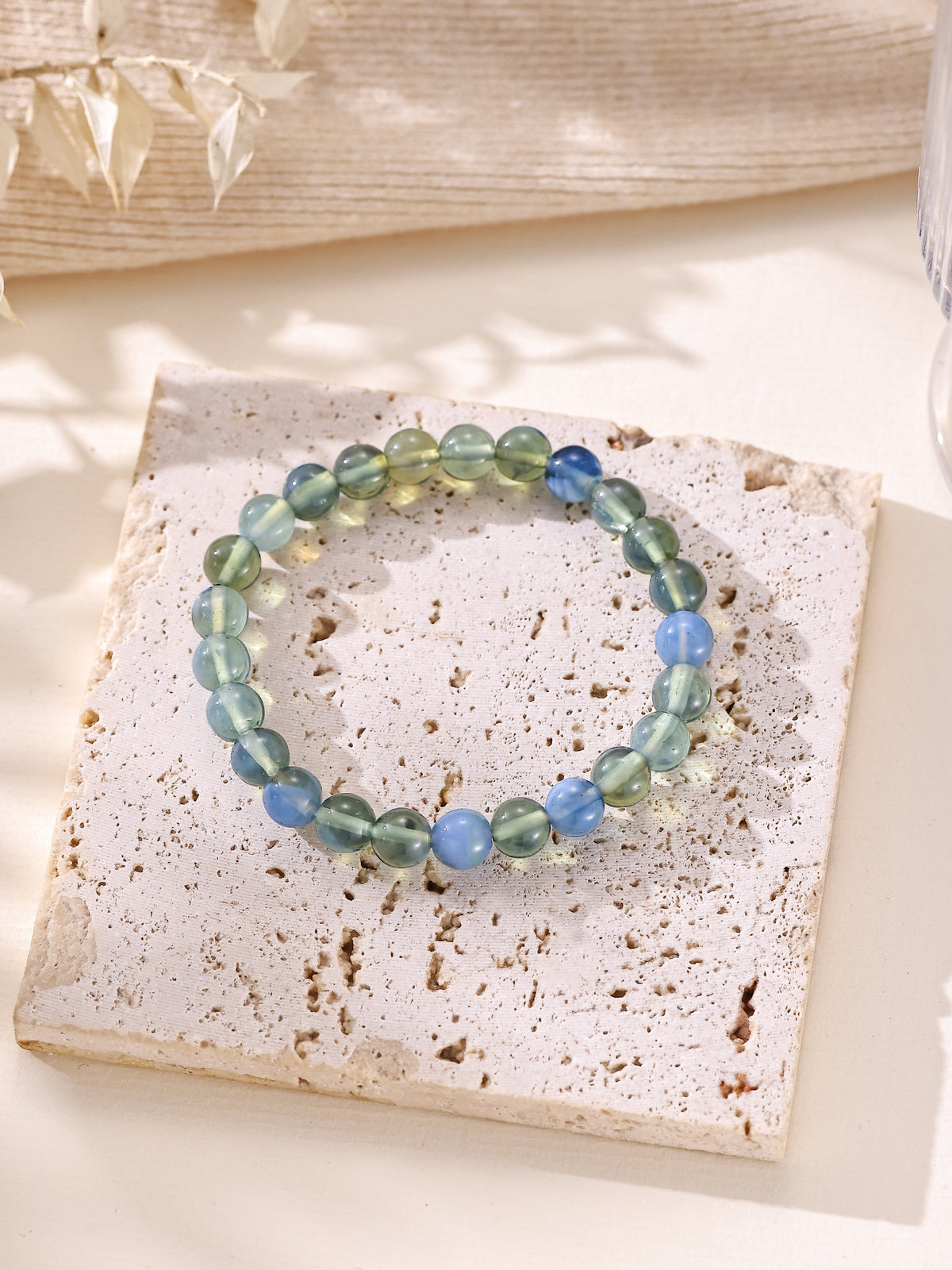 Colored Glass Stone Stretch Bracelet B4356 - 8MM