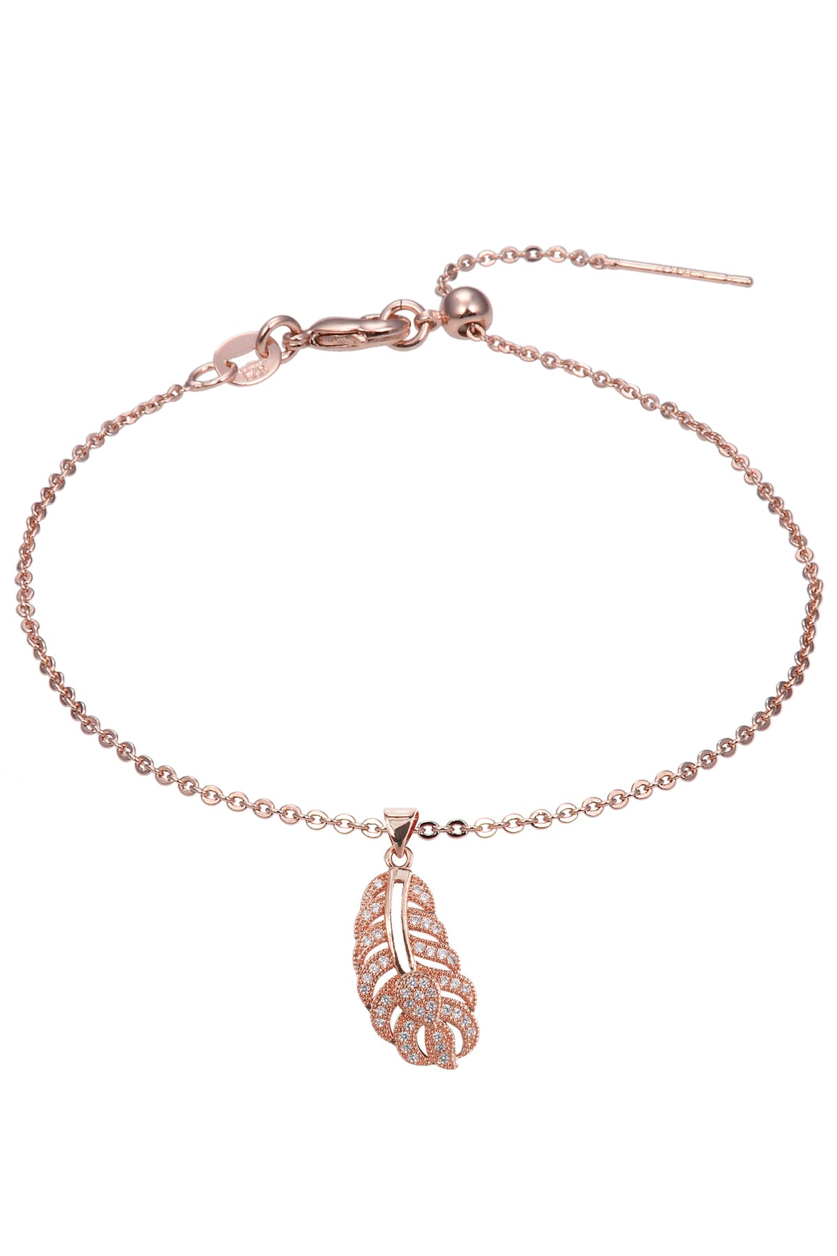 Leaf Pattern Zircon Pendant For Bracelet BP0560