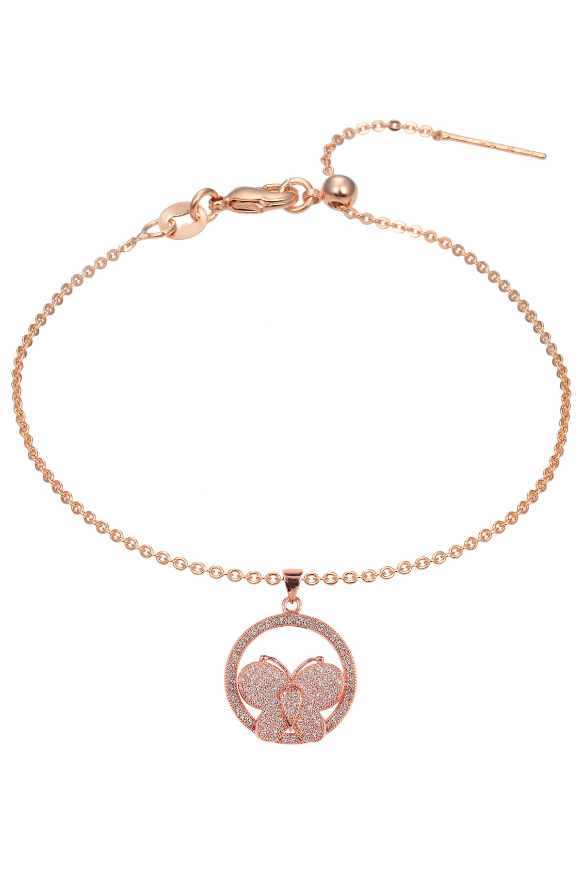 Circle Butterfly Zircon Pendant For Bracelet BP0574