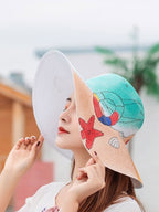 Printed Straw Fedora Hat C0026